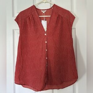 MAX STUDIO Bubble Crepe Button-up Top In Terracotta